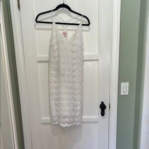 Lilly Pulitzer White crochet lace racer back scallop hem dress medium